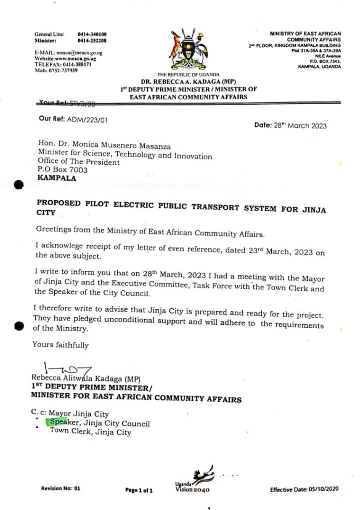 Jinja City to pilot electric public transport